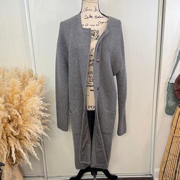 Halogen Gray Longline Snap-Button Cardigan Women's size Medium
